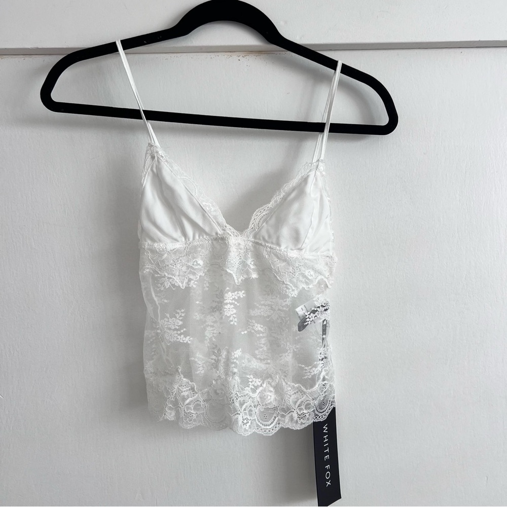 NWT White Fox lace tank top sheer cami